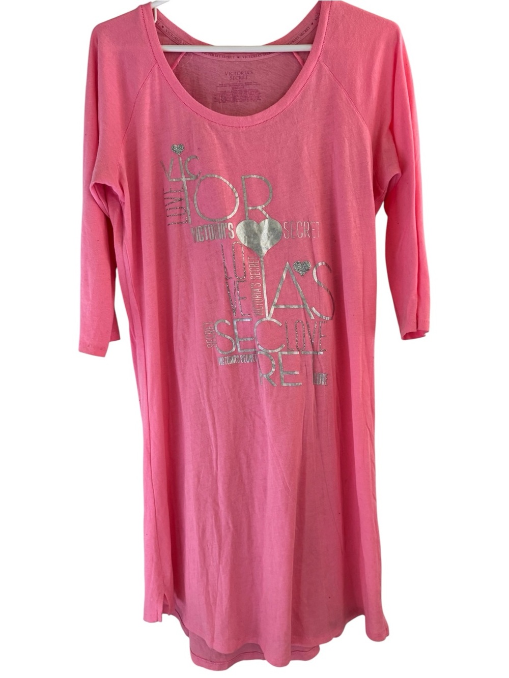 Victoria's Secret Pink Nightgown with Silver Metallic Logo Sz L